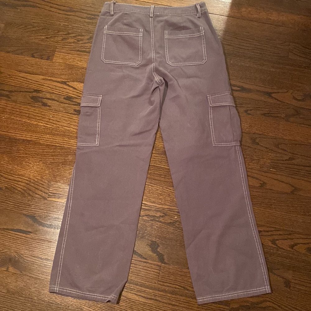 FULL TILT Small Contrast Stitch Gray Cargo Pants Straight Leg Pockets - Picture 7 of 9